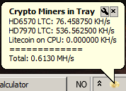 Crypto Miners In Tray - Balloon Status Tooltip